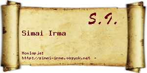Simai Irma névjegykártya